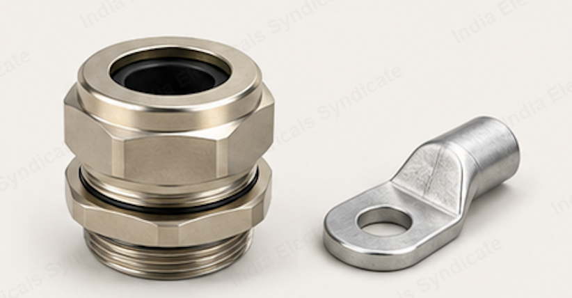 Brass cable gland and copper cable lug for industrial power termination — India Electricals Syndicate