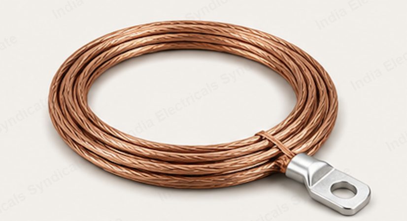 Copper earthing conductor with lug for lightning protection — India Electricals Syndicate, Howrah