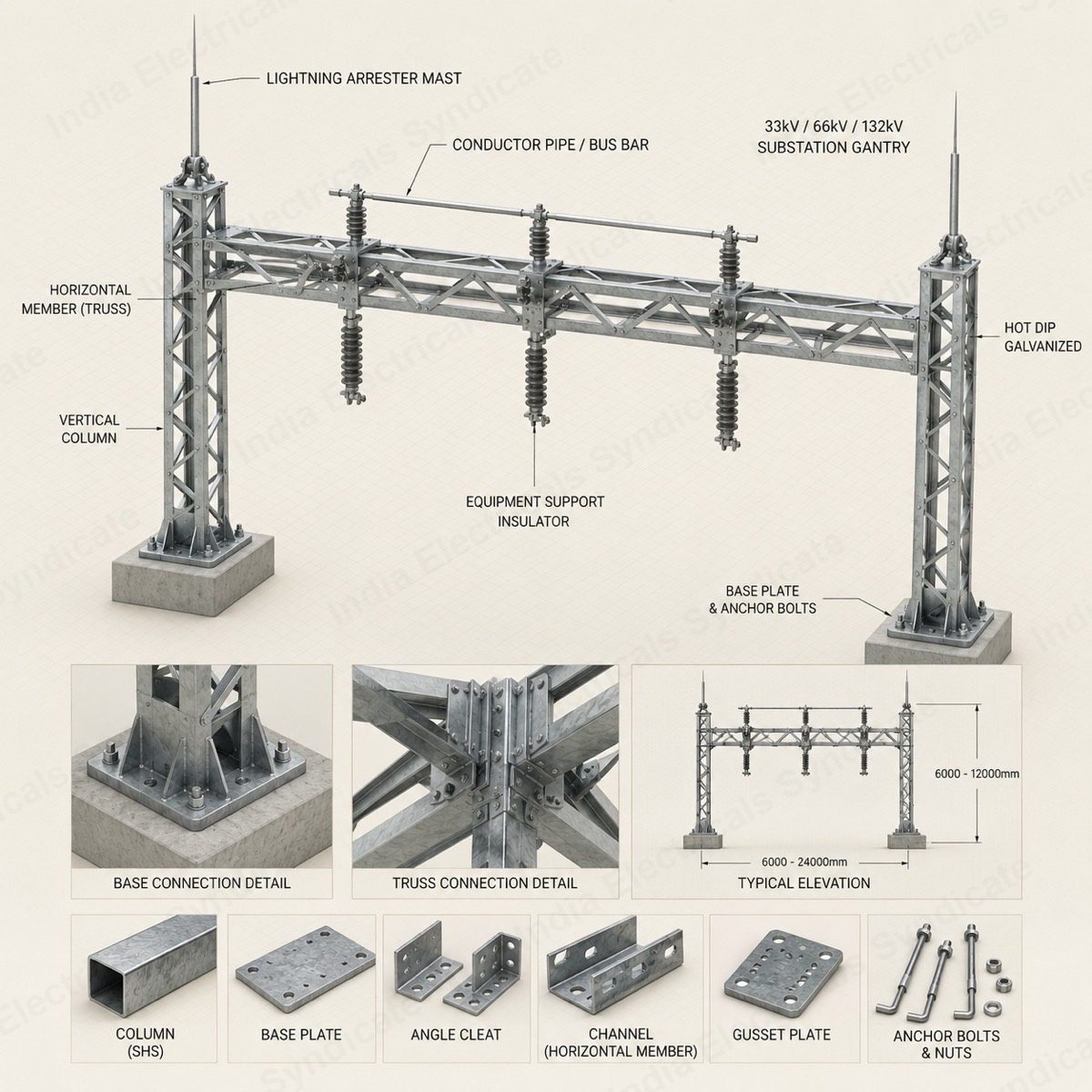 Substation Gantry Structures — manufactured by India Electricals Syndicate, Howrah